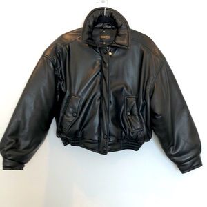 NWT TRUTH by Republic Faux Leather black Bomber style jacket